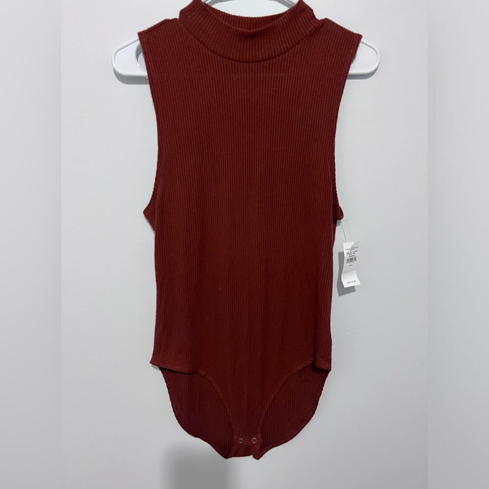 American Eagle Mock Neck Ribbed Sleeveless Bodysuit NWT